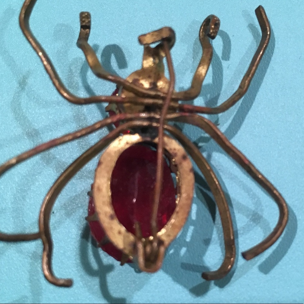 Vintage brooch red spider brooch spider faux ruby - Picture 4 of 4